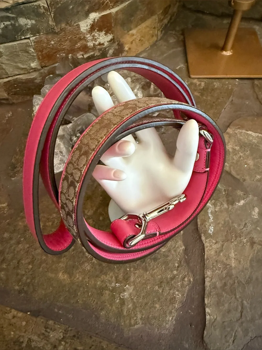 Coach Vintage Leather Jacquard Signature C Dog Leash